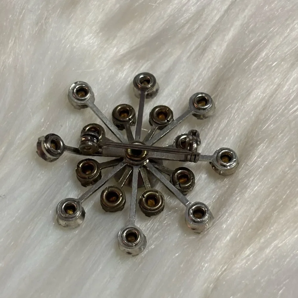 Vintage Silver Crystal Brooch